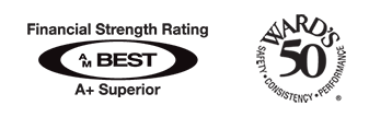 Financial Strength Rating Best A+ Superior, Ward's 50 Best Award logos