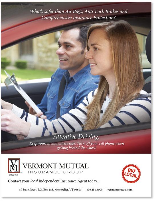Print Advertisement showing a student driver in a car with a driving instructor