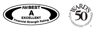 Financial Strength Rating Best A+ Superior, Ward's 50 Best Award logos